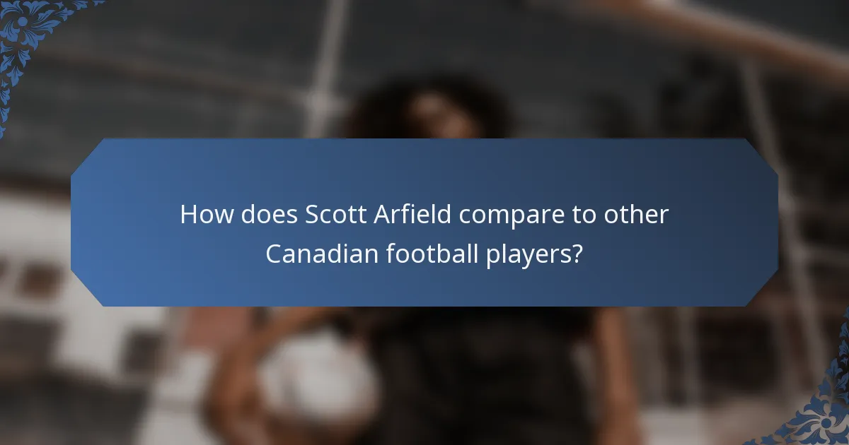 How does Scott Arfield compare to other Canadian football players?